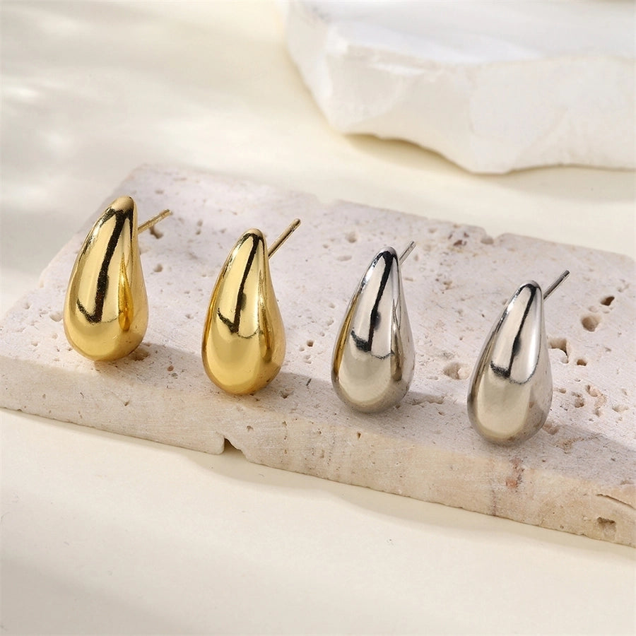 1 Pair Casual Simple Style Water Droplets 304 Stainless Steel 18K Gold Plated Ear Studs