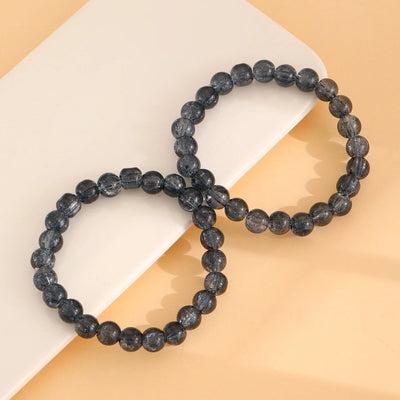 Fashion Simple Style Colored Glazing Bead Bracelet  Hot Sale Crystal Ice Broken Hot Flower Shining Beaded Stretch Bracelet 1 Pair