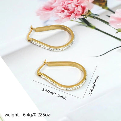 1 Pair Elegant Geometric Plating 304 Stainless Steel Rhinestones 18K Gold Plated Earrings