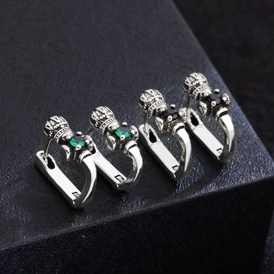 1 Pair Hip-Hop Crown Copper Zircon Earrings