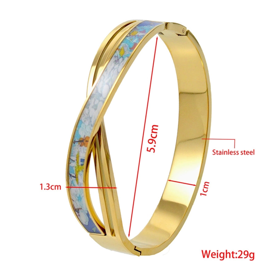 Nordic Style Luxurious Artistic Colorful Titanium Steel Gold Plated Titanium Steel Bangle In Bulk