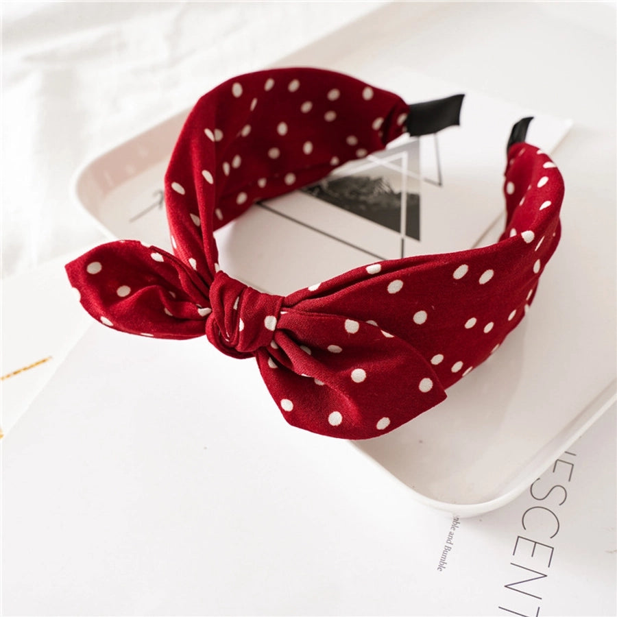fashion polka dots bow knot cloth printing hair band 1 piece