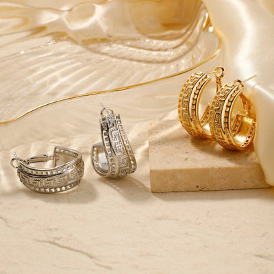 1 Pair Elegant Lady Shiny Geometric Inlay Copper Zircon K Gold Plated Rhodium Plated Earrings