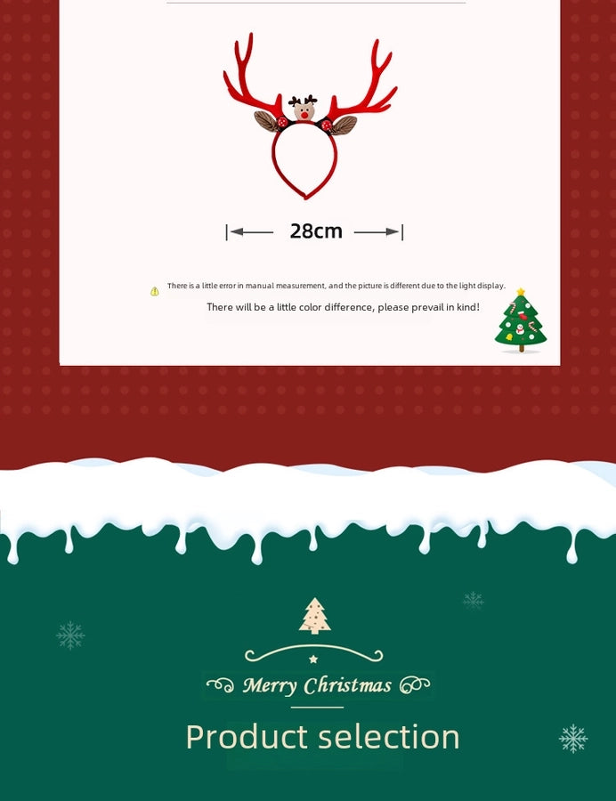 Internet Celebrity  Christmas Girl Heart Christmas Hair Band Cute Elk Horn Hair Accessories Pressure Hair Band