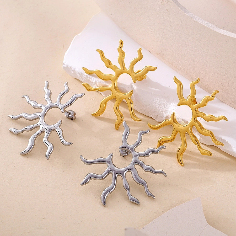 1 Pair Elegant Preppy Style Artistic Sun 304 Stainless Steel 18K Gold Plated Ear Studs