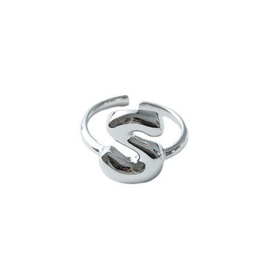 Copper Brass 18K Gold Plated Letter Open Rings