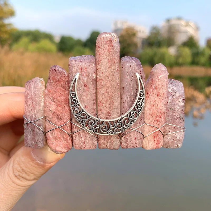 retro moon crystal plating hair clip 1 pair