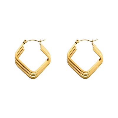 1 Pair Simple Style Geometric Titanium Steel 18K Gold Plated Earrings