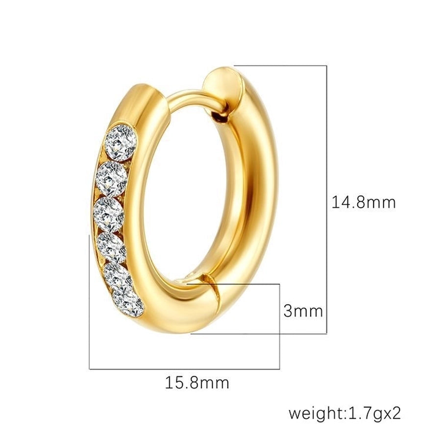1 Pair Simple Style Solid Color Plating Inlay 304 Stainless Steel Zircon 18K Gold Plated Earrings