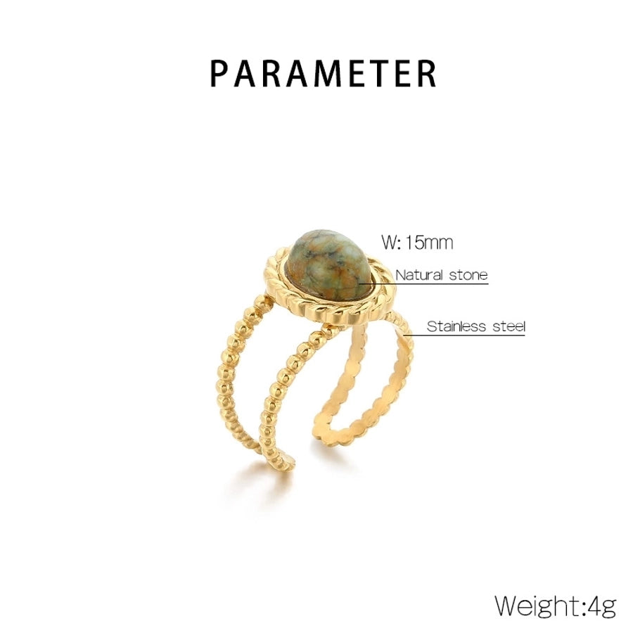 Jewelry Vintage Style Geometric 304 Stainless Steel 18K Gold Plated Open Rings