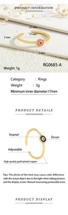 Copper Inlay Geometric Round Zircon Open Rings