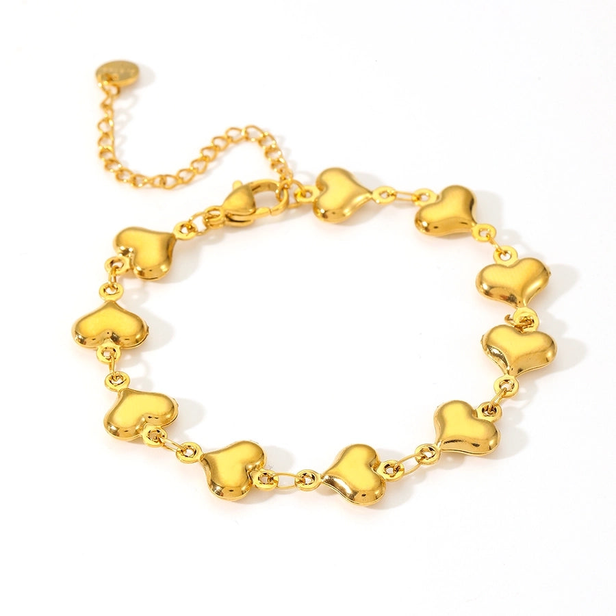 Stainless Steel Multiple Peach Heart Necklace Bracelet Affordable Luxury Fashion High-Grade Heart Hollow Titanium Steel No Fading Necklace Bracelet Jewellery Suit