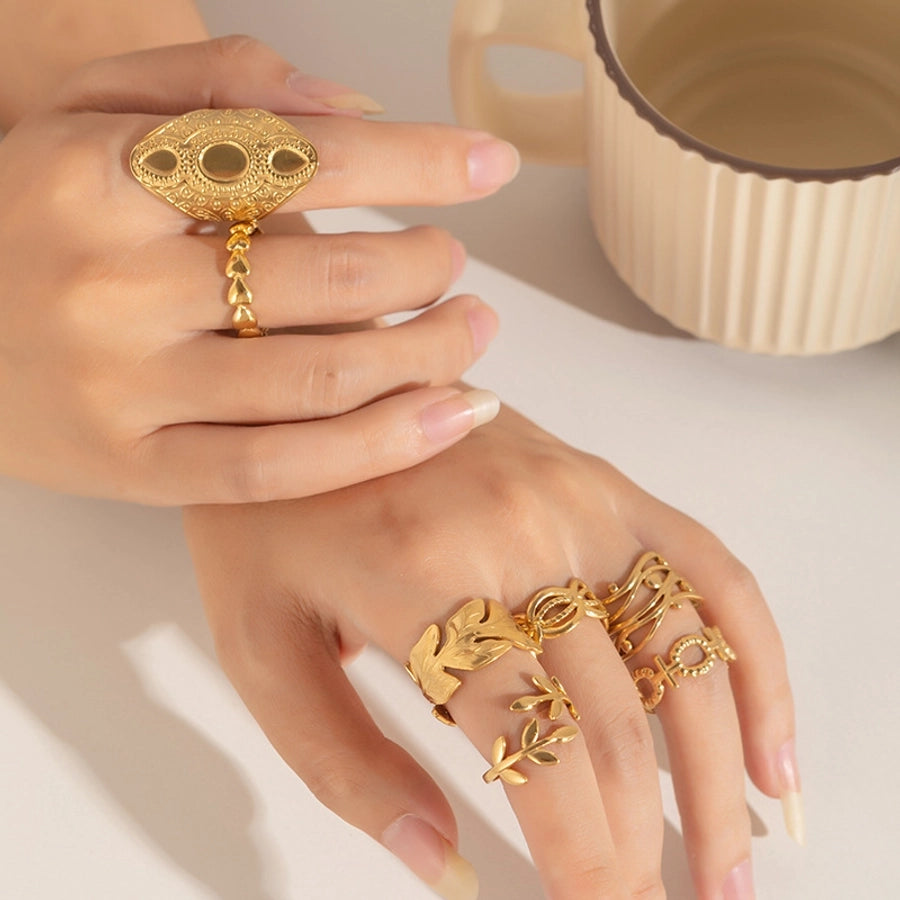 Jewelry Elegant Leaf Heart Shape Titanium Steel Open Rings