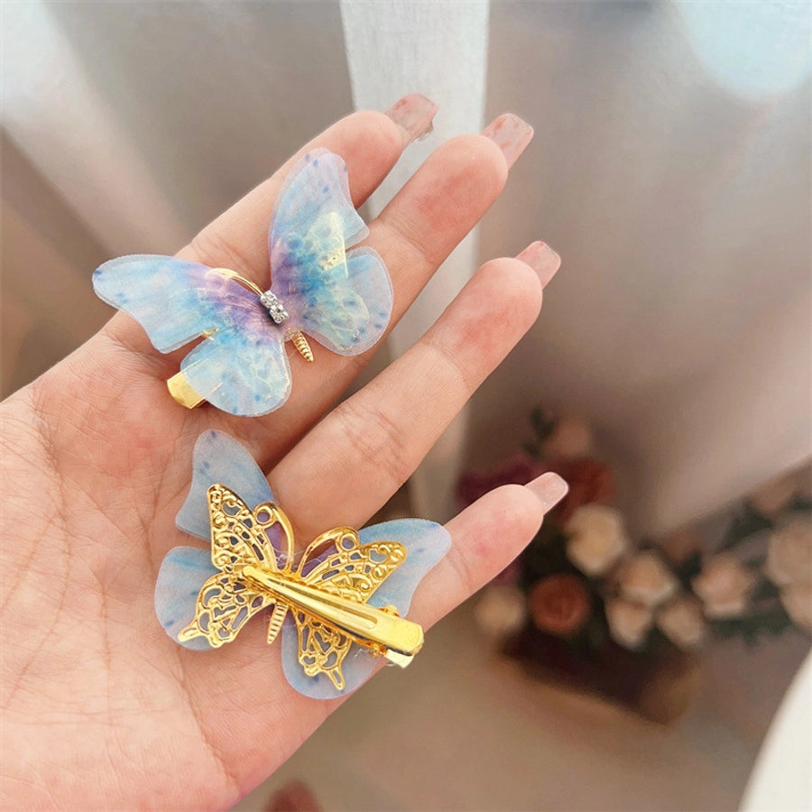 fairy style gradient color butterfly plastic resin rhinestone hair clip