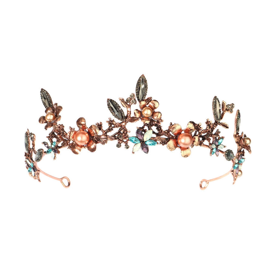 baroque  prom crown rhinestone pearl headband