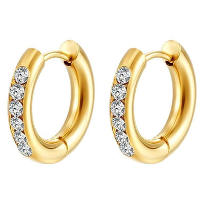 1 Pair Simple Style Solid Color Plating Inlay 304 Stainless Steel Zircon 18K Gold Plated Earrings
