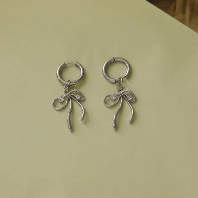 Copper 18K Gold Plated White Gold Plated Asymmetrical Big Bow Bow Knot Zircon Jewelry Set