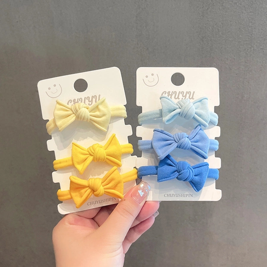 cute rainbow fluorescent solid color bow tie ponytail head rope set