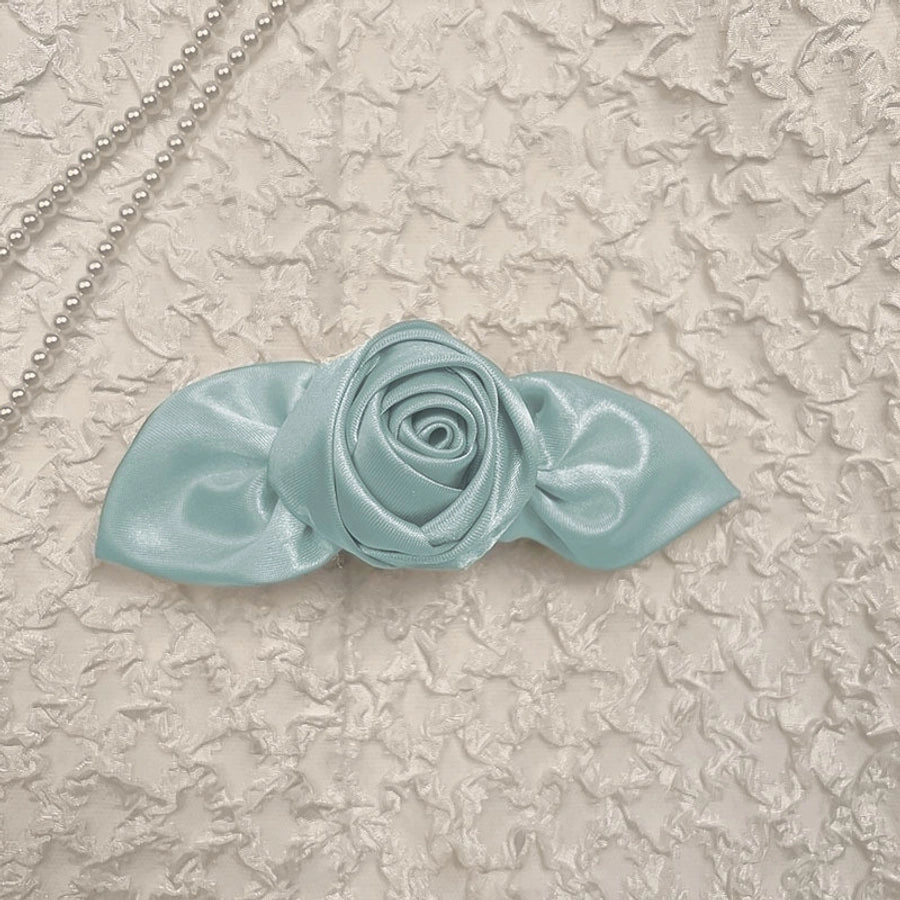 Women's Sweet Solid Color Flower Cloth Hair Clip