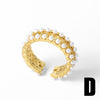 Copper 18K Gold Plated Inlay Geometric Heart Shape Pearl Zircon Open Rings