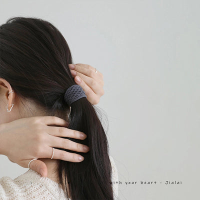 Korean style wide hair rope female Four Seasons adult ponytail leather cover headband simple temperament hair band high elastic durable rubber band