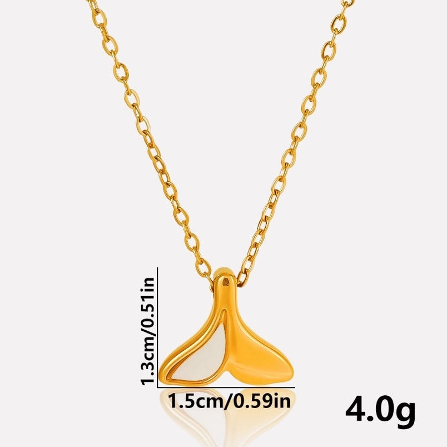 Jewelry Vintage Style Classic Style Fish Tail 304 Stainless Steel Shell 18K Gold Plated Irregular Plating Pendant Necklace