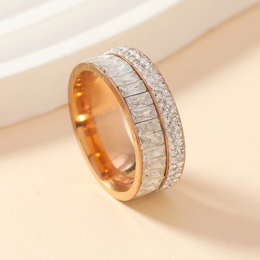 Jewelry Elegant Geometric Solid Color Titanium Steel Rings