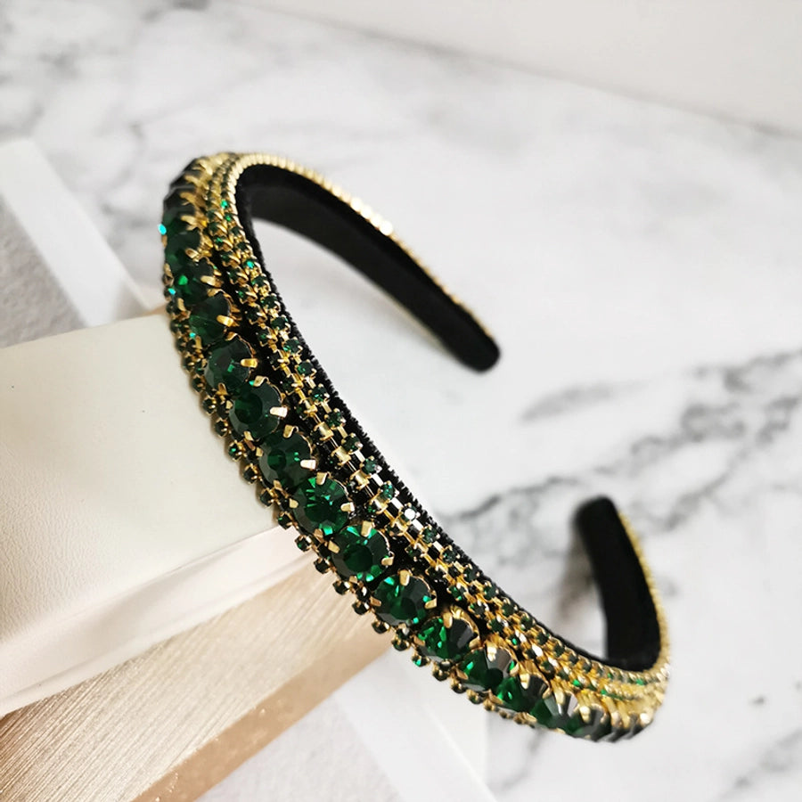 women's baroque style solid color rhinestone inlay hair band