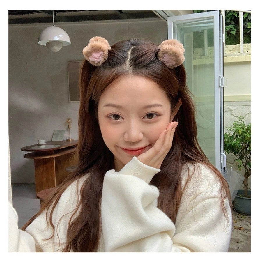 Salt Sweet Plush Ear Clip Three-dimensional Cartoon Clip Super Cute Girl's Heart Bangs Clip Pair Clip Japanese and Korean Hair Accessories