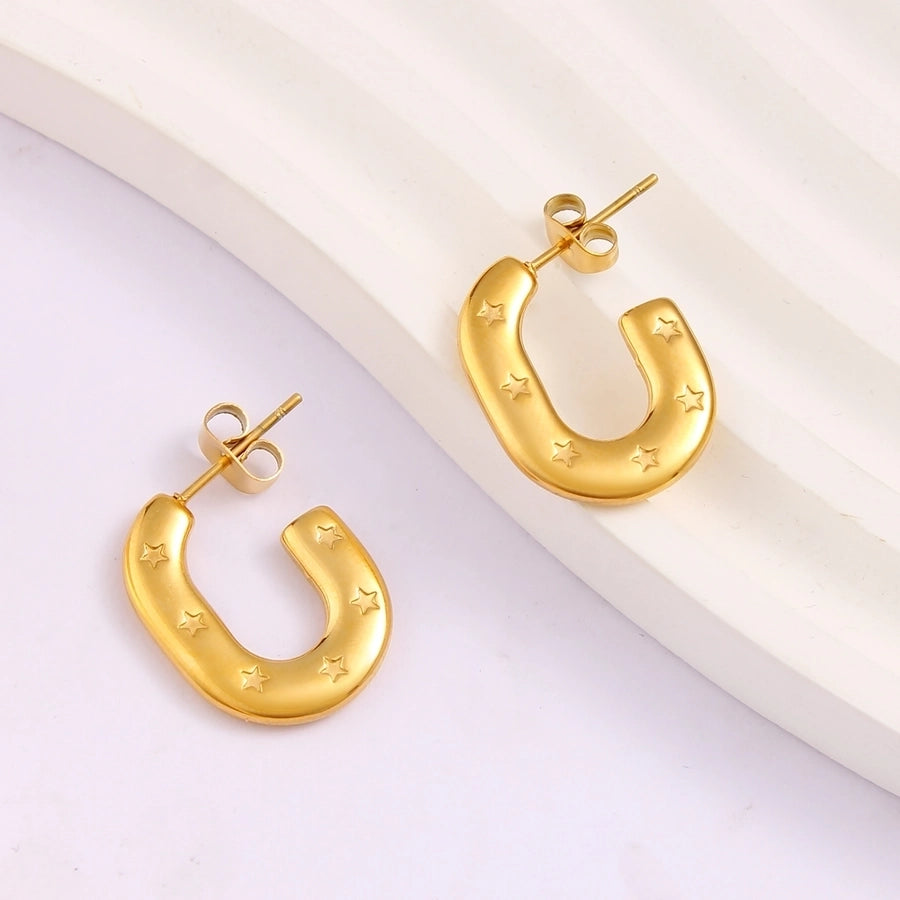 1 Pair Simple Style Commute Pentagram 304 Stainless Steel 316 Stainless Steel  18K Gold Plated Ear Studs