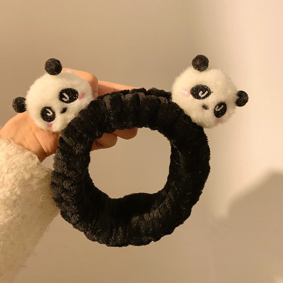 Panda Plush Face Wash Hair Bands Autumn and Winter Hair Band Hair Fixer Non-Slip Headband Female 2024 New Hair Pin Hairware