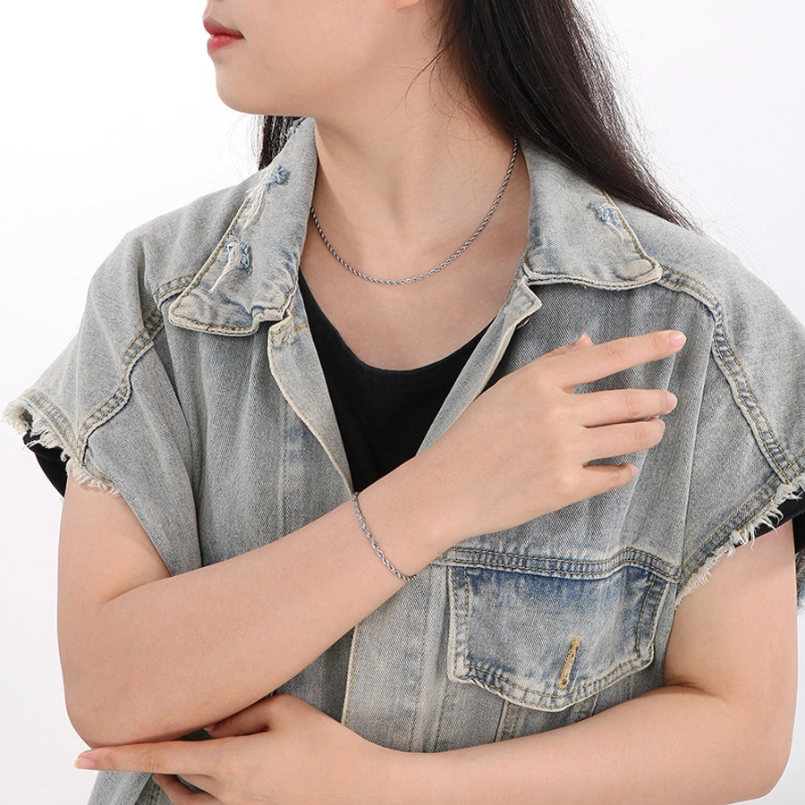 Jewelry Simple Style Geometric 304 Stainless Steel 18K Gold Plated Bracelets Necklace