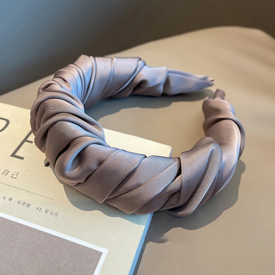 simple style solid color cloth pleated hair band
