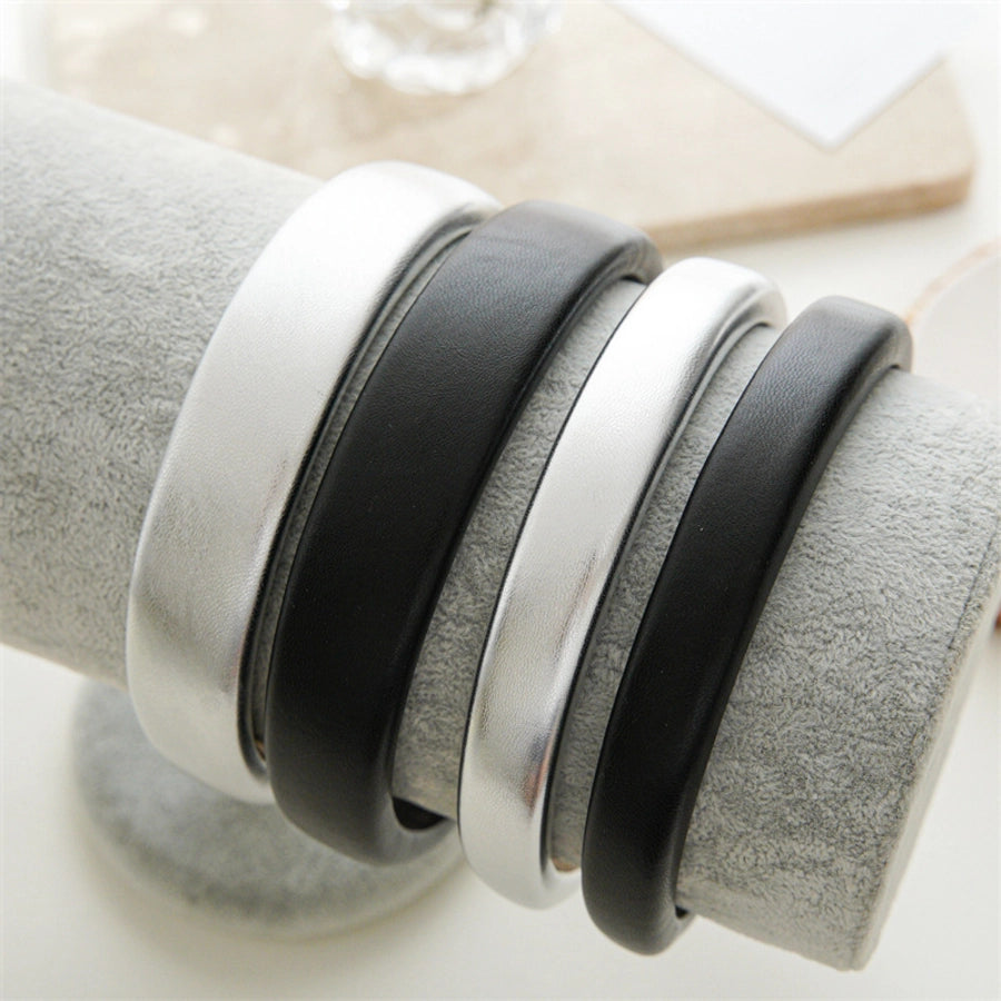 Women's Simple Style Solid Color Pu Leather Hair Band
