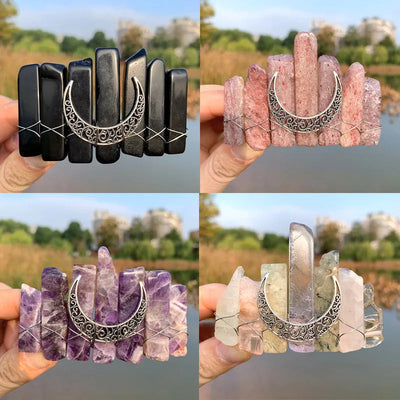 retro moon crystal plating hair clip 1 pair