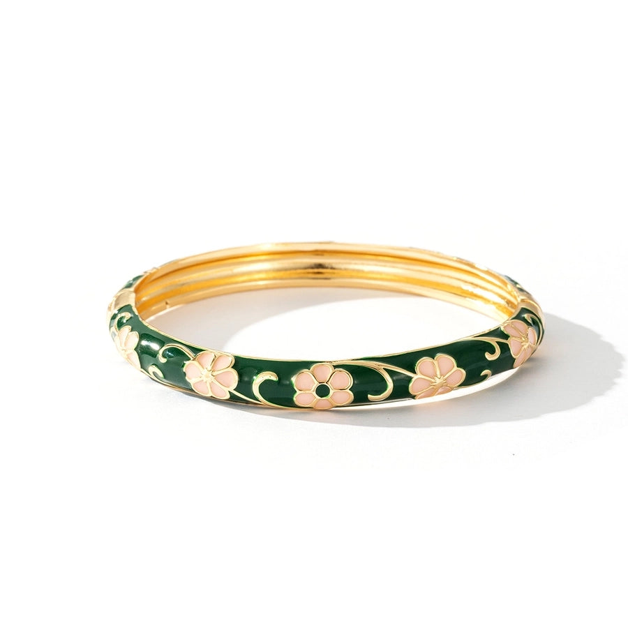 Jewelry Retro Flower Copper Bangle