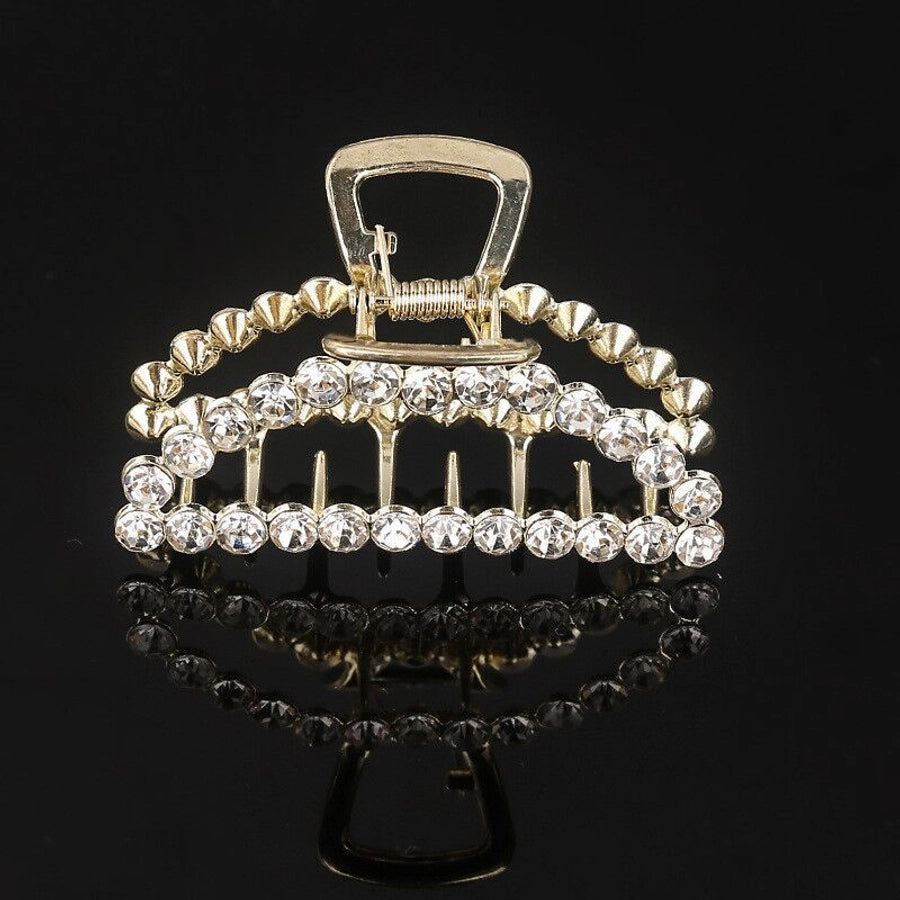 simple style solid color alloy inlay rhinestones hair claws 1 piece