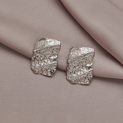 1 Pair Elegant Geometric Pleated 304 Stainless Steel Ear Studs