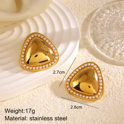 1 Pair Retro Simple Style Classic Style Geometric Heart Shape Bow Knot Plating 304 Stainless Steel Ear Studs