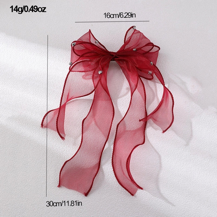 women's sweet solid color bow knot cloth hair clip