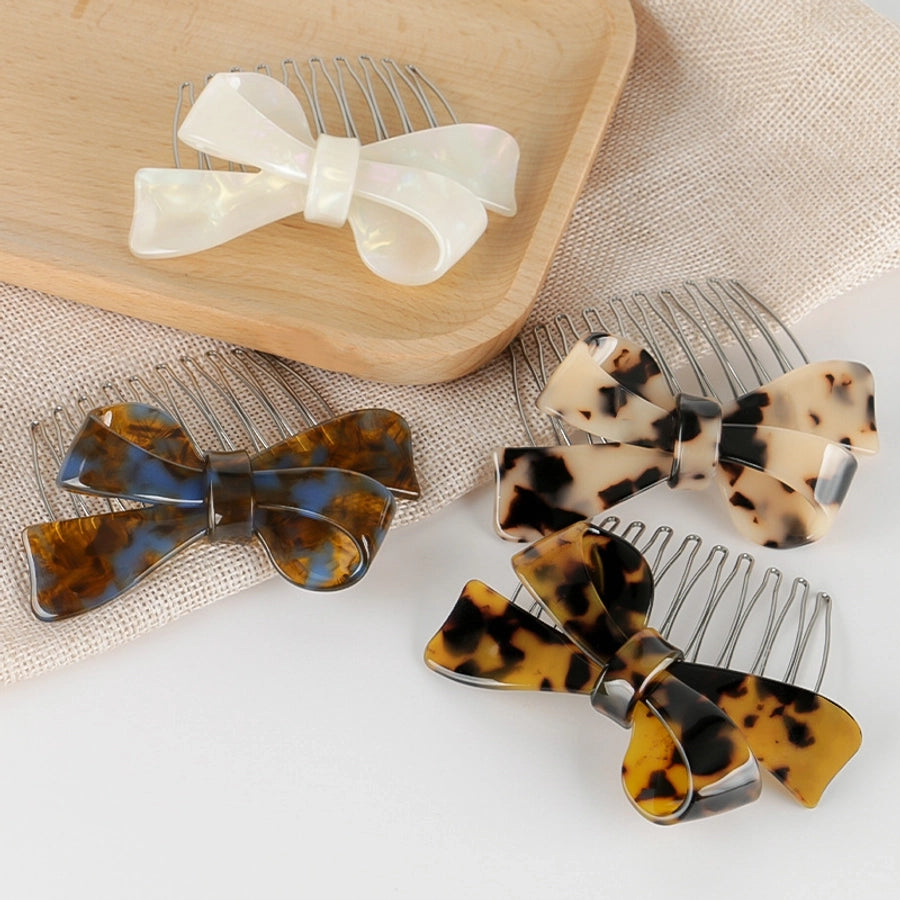 Women's IG Style Simple Style Bow Knot Leopard Alloy Insert comb