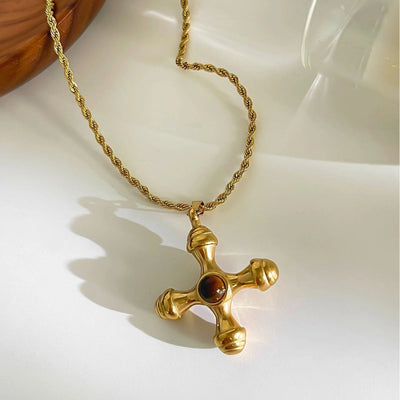 Jewelry Vintage Style Classic Style Cross 316L Stainless Steel  Plating Pendant Necklace