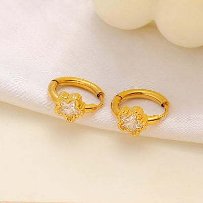 1 Pair Simple Style Commute Pentagram 304 Stainless Steel 316 Stainless Steel  Rhinestones 18K Gold Plated Earrings