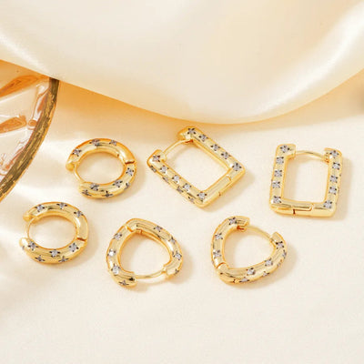 1 Pair Simple Style Shiny Solid Color Inlay Copper Zircon Rhodium Plated Earrings