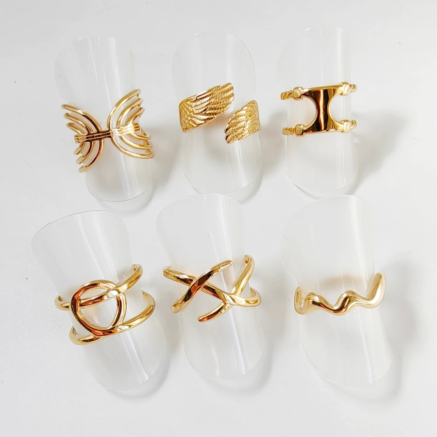 Jewelry Vintage Style Simple Style Wings Fish 304 Stainless Steel Plating Open Rings