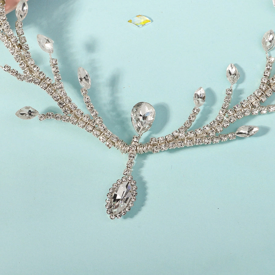 Women's Bridal Shiny Solid Color Rhinestone Copper Inlay Rhinestones Hair Band