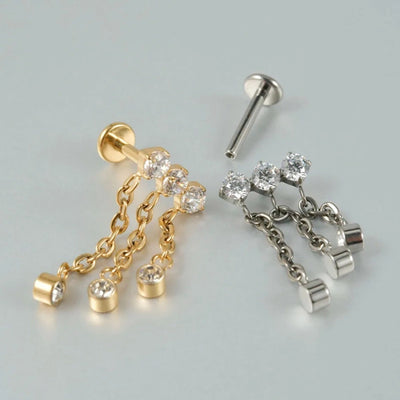 1 Piece Lip Rings Elegant Glam Ethnic Style Clouds Smile Face Wings 304 Stainless Steel Pure Titanium Titanium Alloy Tassel Zircon 14K Gold Plated White Gold Plated Lip Rings Ear Cartilage Rings & Studs