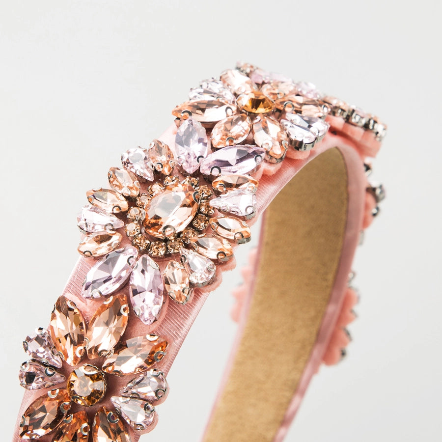 Women's Elegant Luxurious Flower Cloth Inlay Glass Hair Band