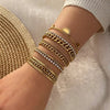 Wholesale Jewelry Solid Color Commute Geometric Stainless Steel Rhinestones 18K Gold Plated Layered Plating Inlay Bracelets
