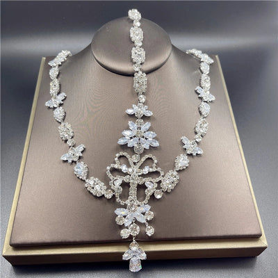 fashion bride wedding crystal hair chain full of diamonds water drop butterfly forehead chain